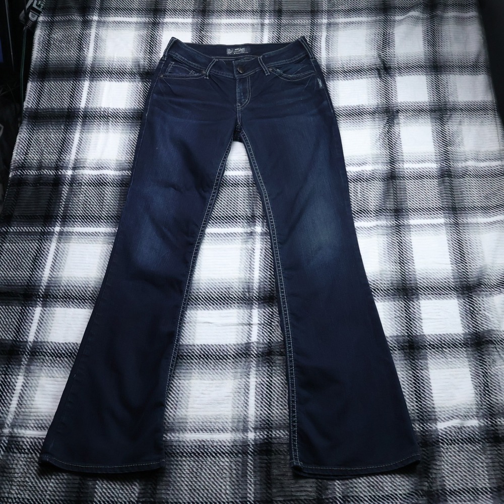 Silver Jeans Co Suki Mid Rise Bootcut Dark Wash Denim Jeans W29 L34